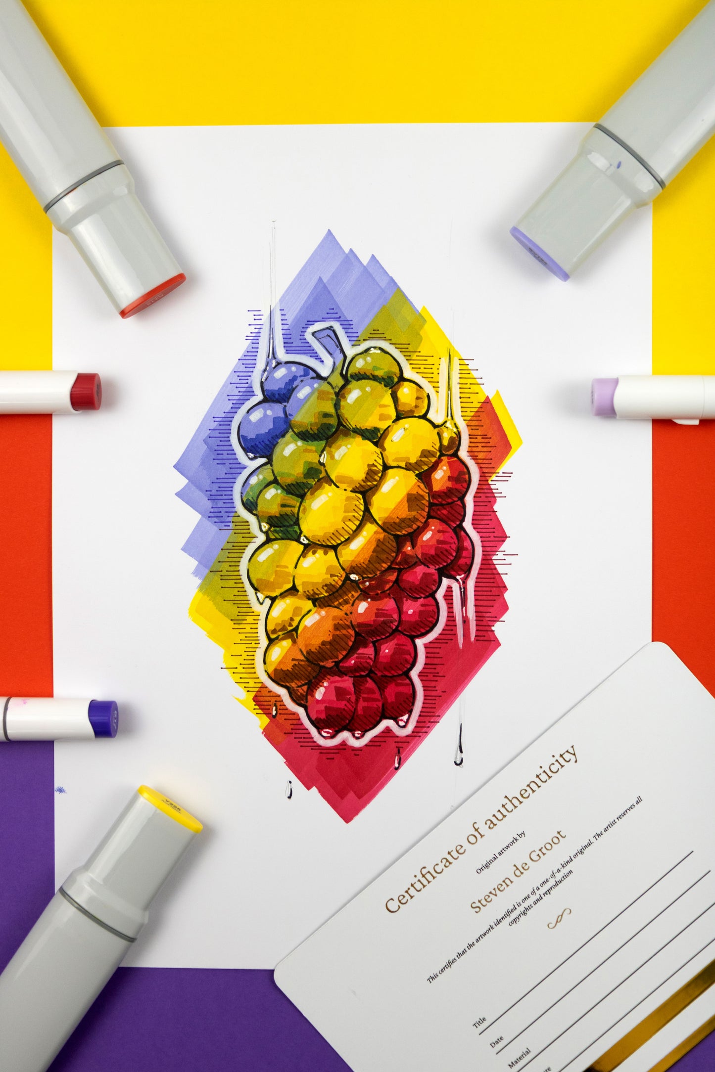 Original Illustration Coloured grapes