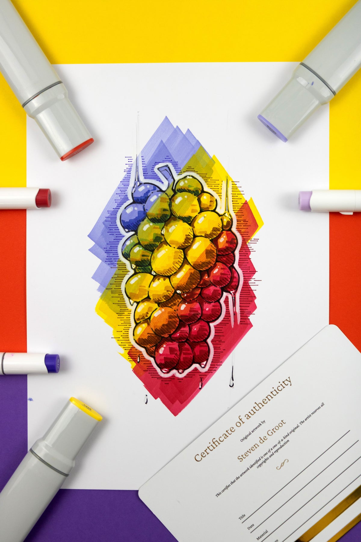 Original Illustration Coloured grapes