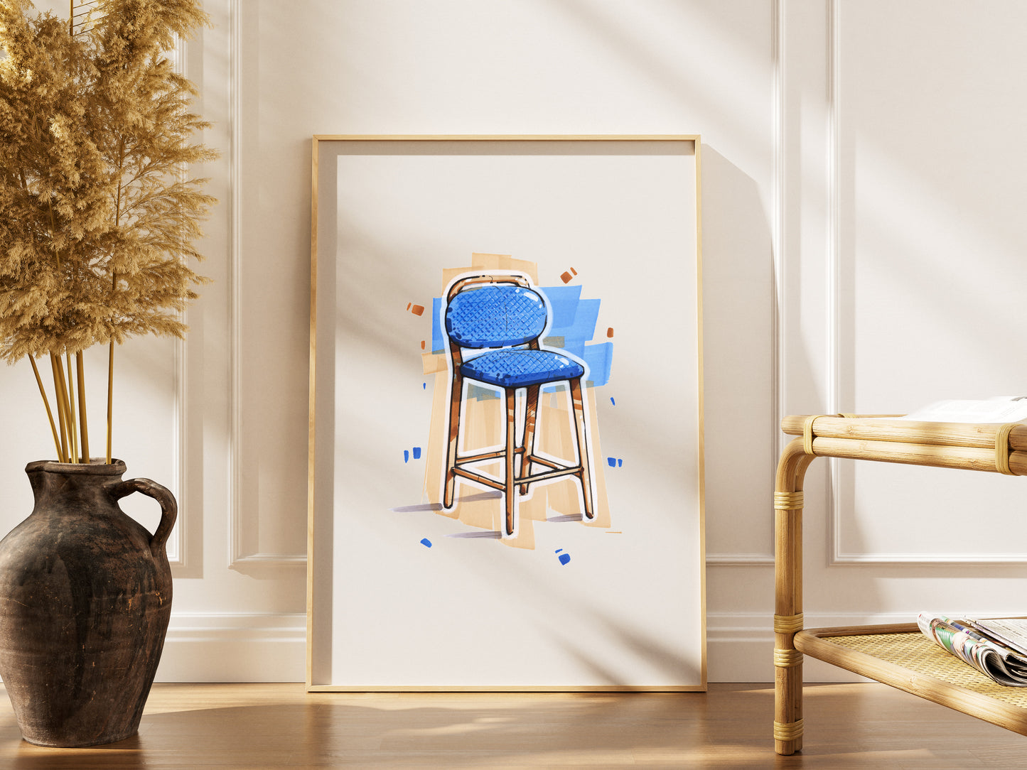 Blue Barstool Art Print