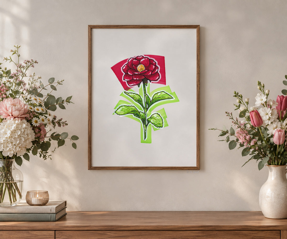 Red Camellia Art Print